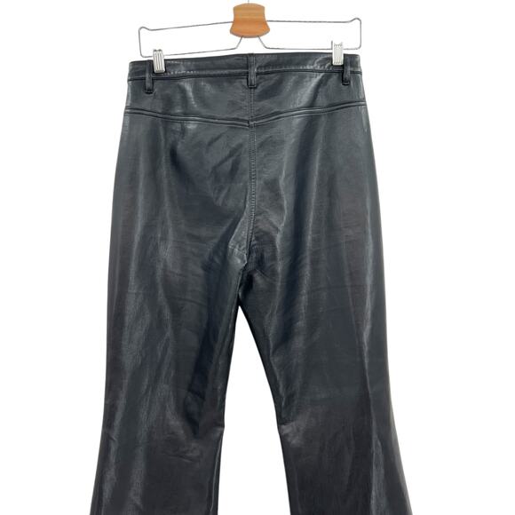 Aritzia Wilfred Beatrix Pants Flared High Waist Faux‎ Leather Black Size 10 - Picture 9 of 14